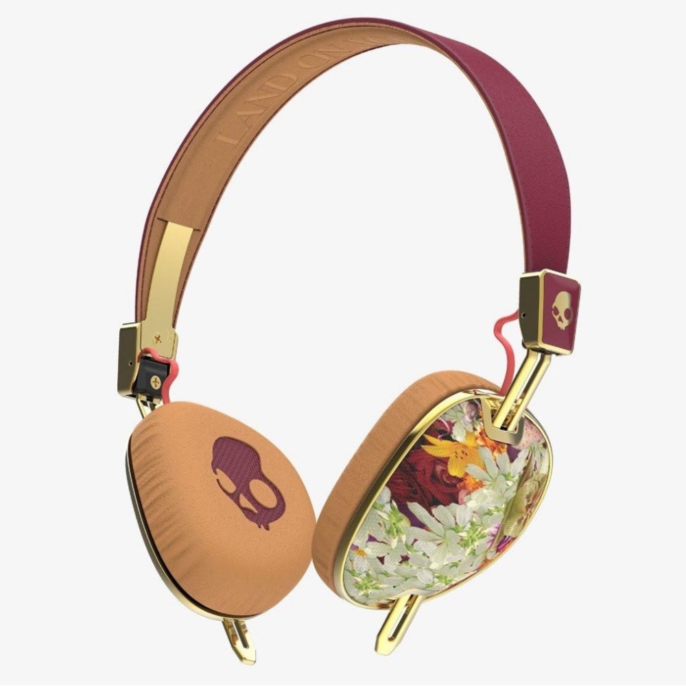 Skullcandy Floral Gold and Tan Headphones